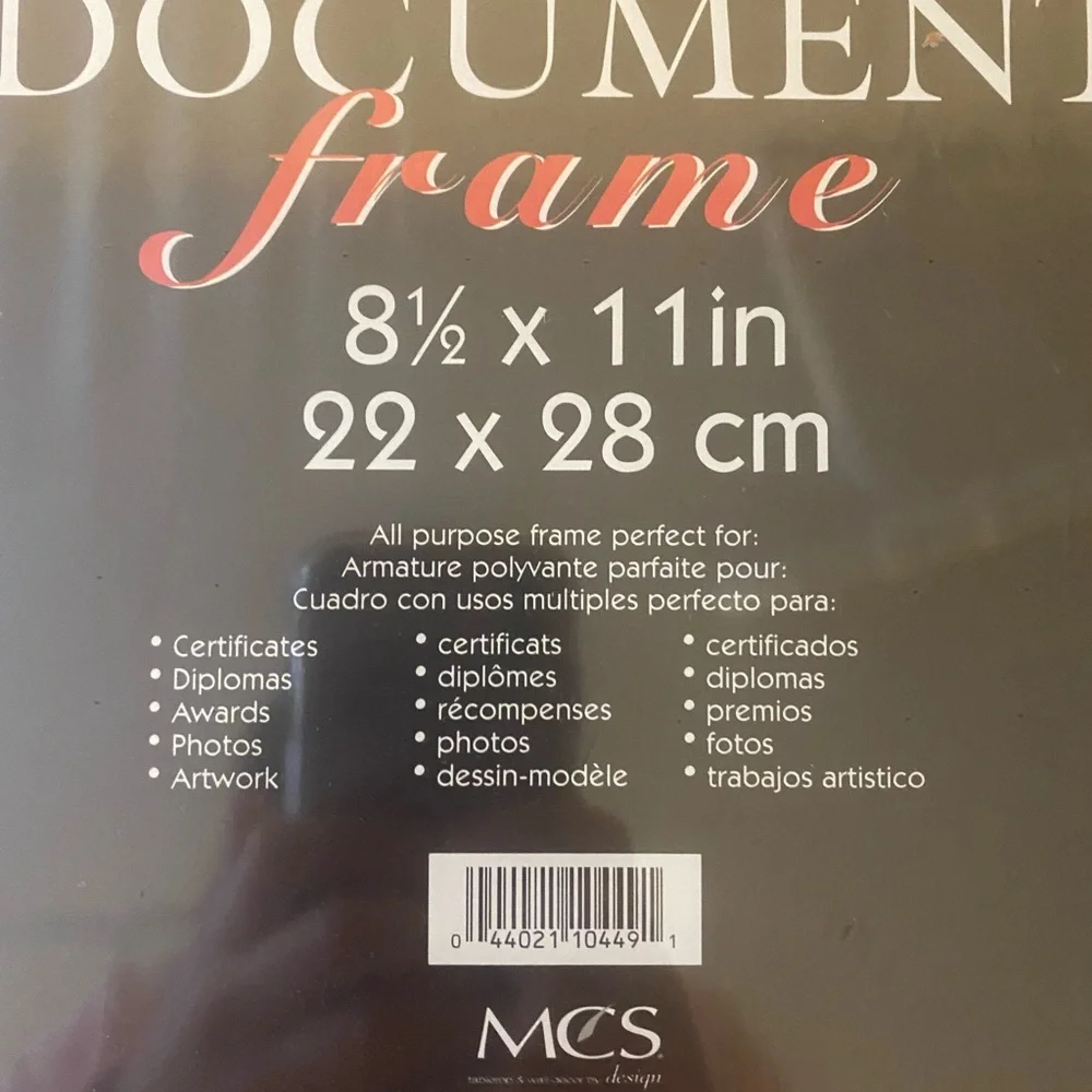 {NWT} MCS Black Document Frame 8 1/2 x 11 in